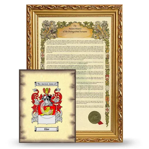 Elze Framed History and Coat of Arms Print - Gold