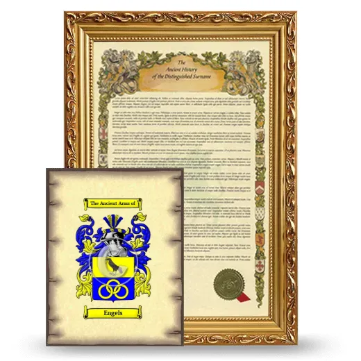 Engels Framed History and Coat of Arms Print - Gold