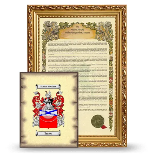 Ennes Framed History and Coat of Arms Print - Gold