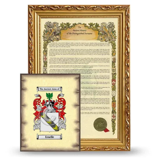 Ernelle Framed History and Coat of Arms Print - Gold
