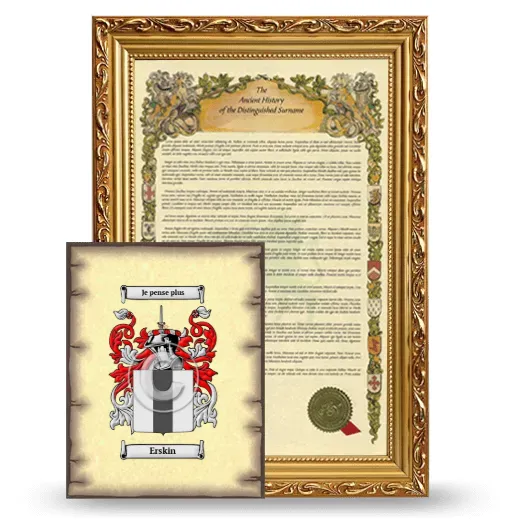 Erskin Framed History and Coat of Arms Print - Gold