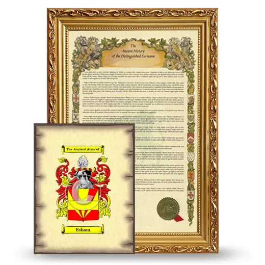 Esham Framed History and Coat of Arms Print - Gold