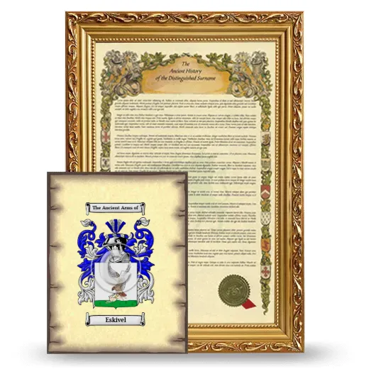 Eskivel Framed History and Coat of Arms Print - Gold