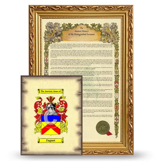 Faguet Framed History and Coat of Arms Print - Gold