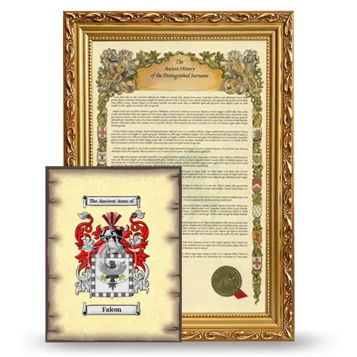 Falcon Framed History and Coat of Arms Print - Gold