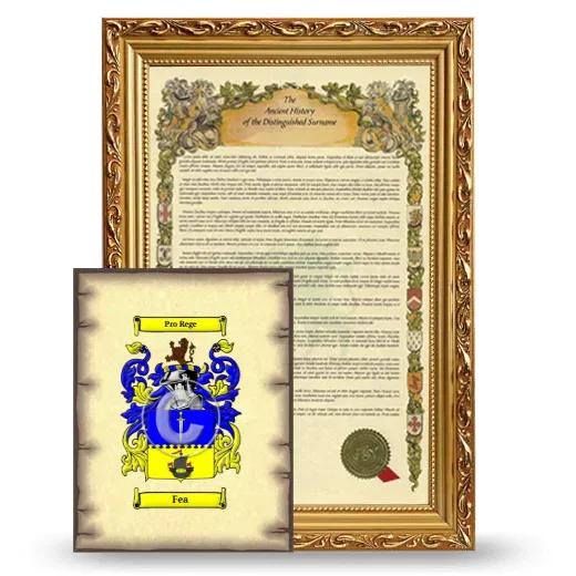 Fea Framed History and Coat of Arms Print - Gold