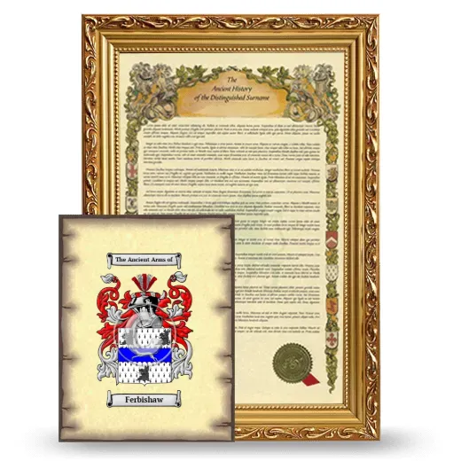 Ferbishaw Framed History and Coat of Arms Print - Gold