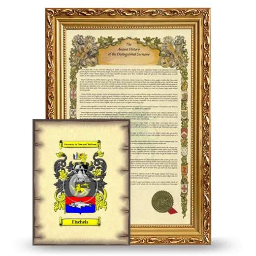 Fischels Framed History and Coat of Arms Print - Gold