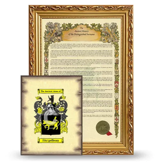 Fitz'gefferay Framed History and Coat of Arms Print - Gold