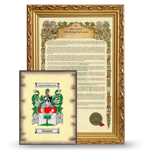 Flannery Framed History and Coat of Arms Print - Gold