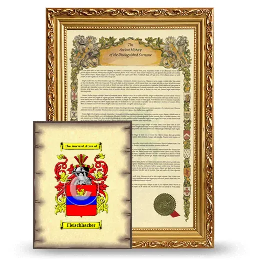 Fleischhacker Framed History and Coat of Arms Print - Gold