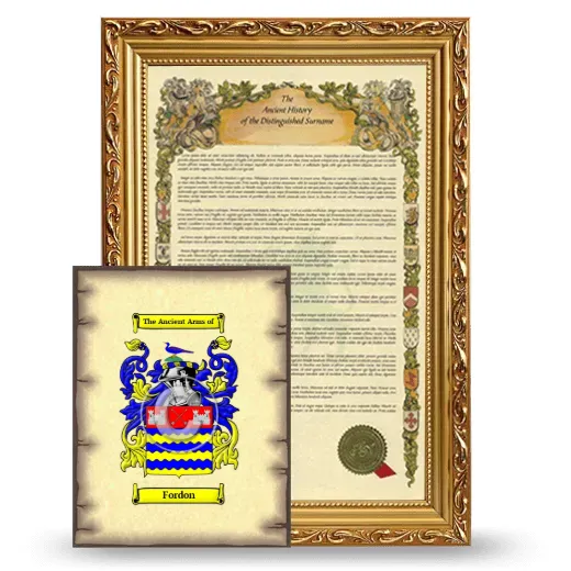 Fordon Framed History and Coat of Arms Print - Gold