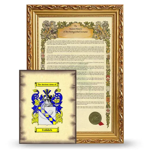 Fröhlich Framed History and Coat of Arms Print - Gold