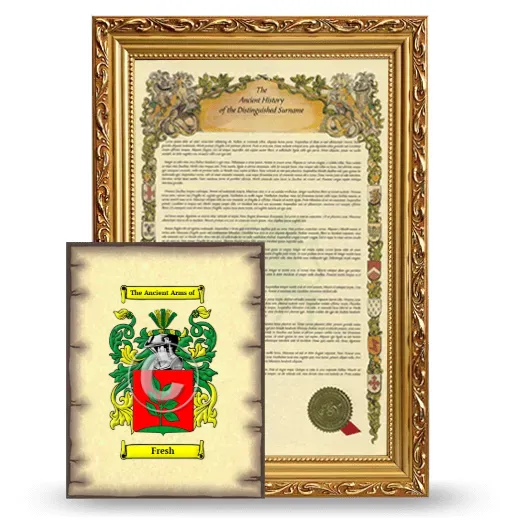 Fresh Framed History and Coat of Arms Print - Gold