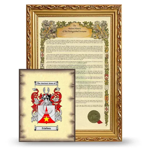 Frieben Framed History and Coat of Arms Print - Gold
