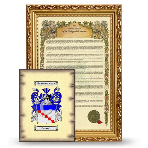 Gamach Framed History and Coat of Arms Print - Gold