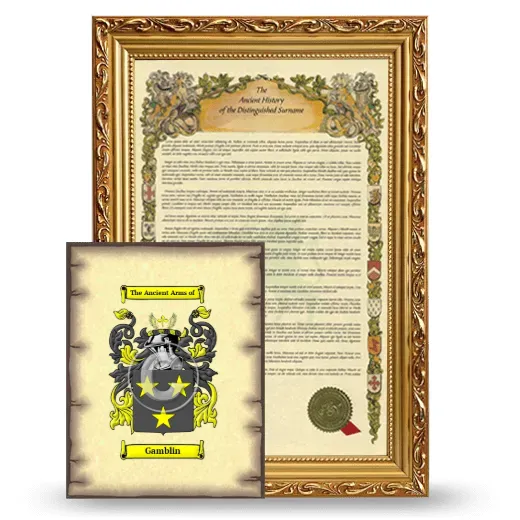 Gamblin Framed History and Coat of Arms Print - Gold