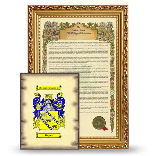 Gapes Framed History and Coat of Arms Print - Gold