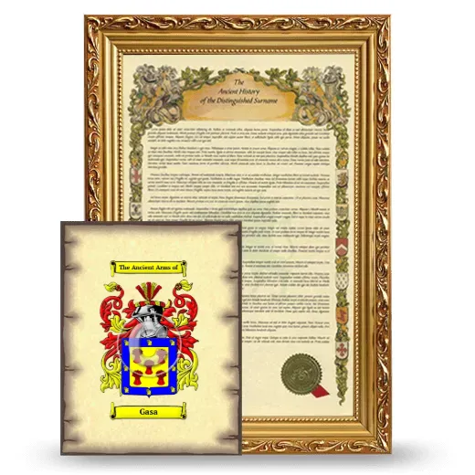 Gasa Framed History and Coat of Arms Print - Gold