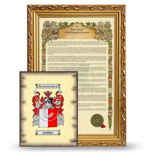 Gaulejac Framed History and Coat of Arms Print - Gold