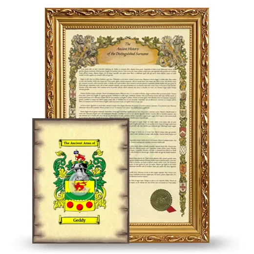 Geddy Framed History and Coat of Arms Print - Gold