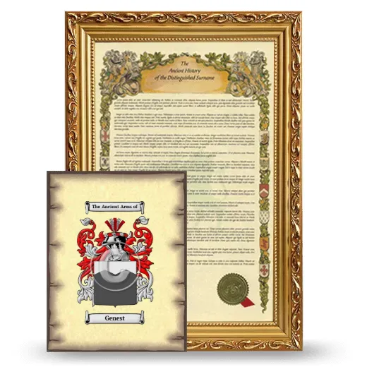 Genest Framed History and Coat of Arms Print - Gold