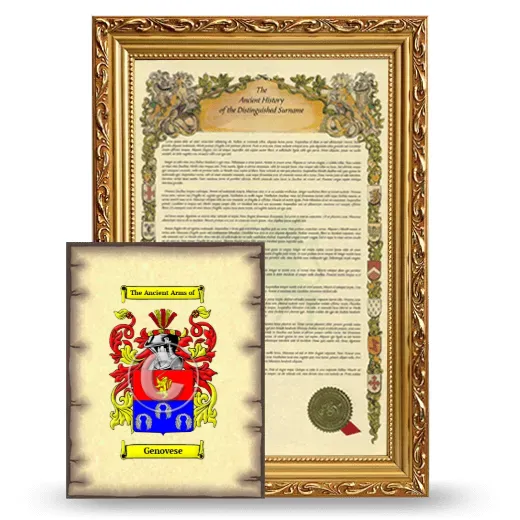 Genovese Framed History and Coat of Arms Print - Gold