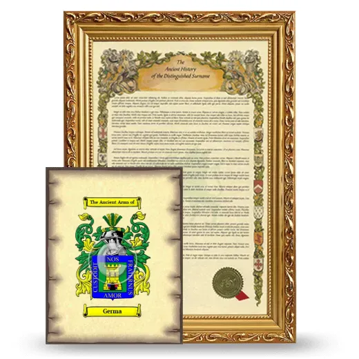 Germa Framed History and Coat of Arms Print - Gold