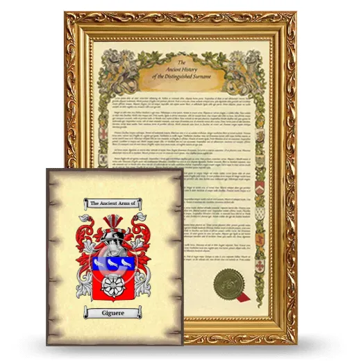 Giguere Framed History and Coat of Arms Print - Gold
