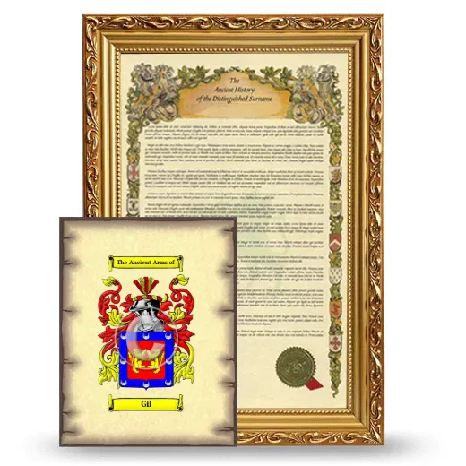 Gil Framed History and Coat of Arms Print - Gold