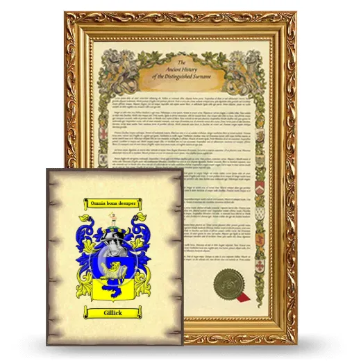 Gillick Framed History and Coat of Arms Print - Gold