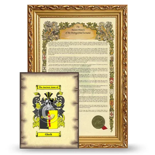 Gluck Framed History and Coat of Arms Print - Gold