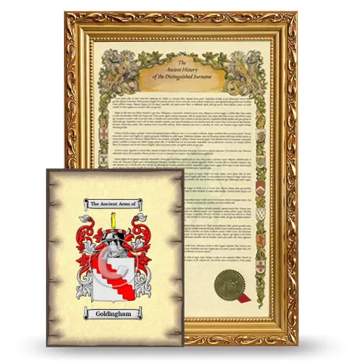 Goldingham Framed History and Coat of Arms Print - Gold
