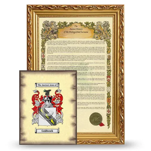 Goldwork Framed History and Coat of Arms Print - Gold