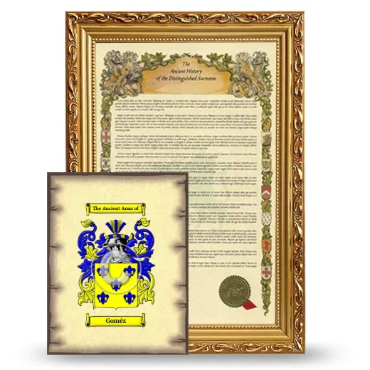 Goméz Framed History and Coat of Arms Print - Gold