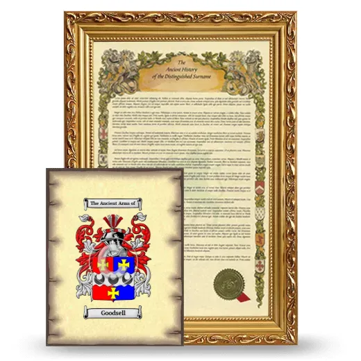 Goodsell Framed History and Coat of Arms Print - Gold