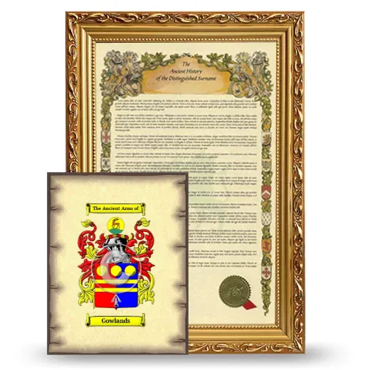 Gowlands Framed History and Coat of Arms Print - Gold