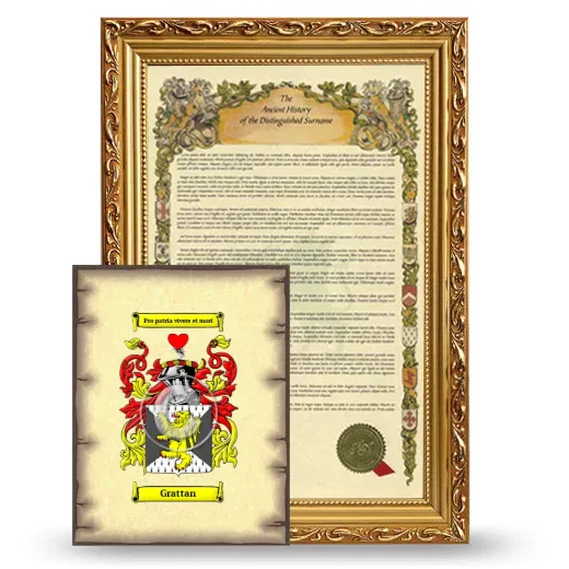 Grattan Framed History and Coat of Arms Print - Gold
