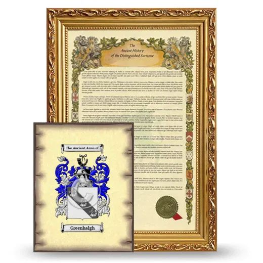 Greenhalgh Framed History and Coat of Arms Print - Gold