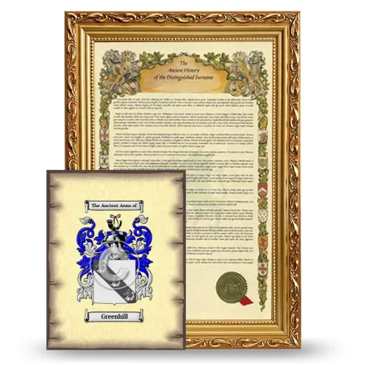 Greenhill Framed History and Coat of Arms Print - Gold