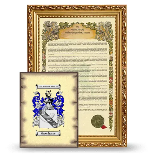 Greenhorne Framed History and Coat of Arms Print - Gold