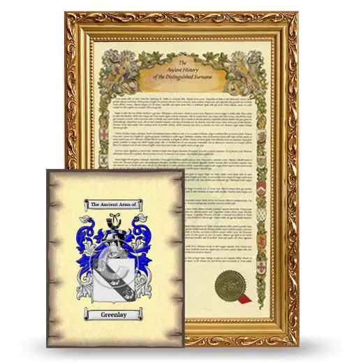 Greenlay Framed History and Coat of Arms Print - Gold