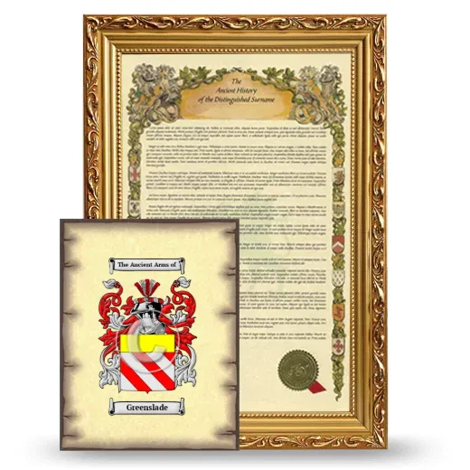 Greenslade Framed History and Coat of Arms Print - Gold