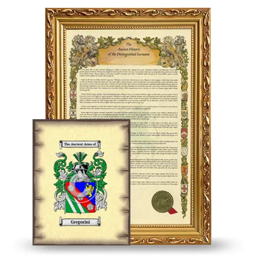 Gregorini Framed History and Coat of Arms Print - Gold