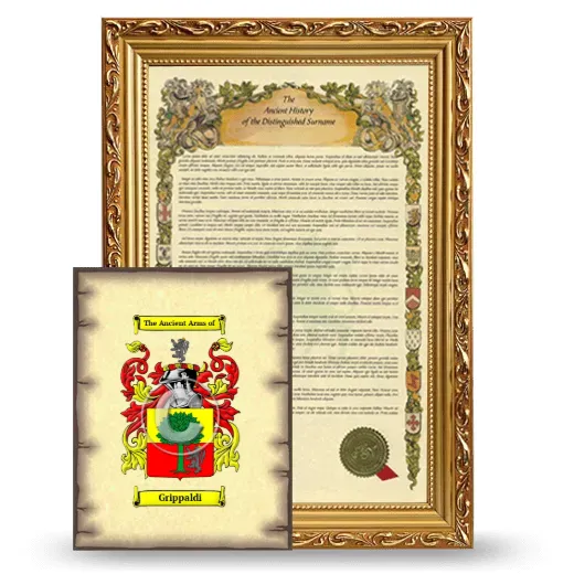 Grippaldi Framed History and Coat of Arms Print - Gold