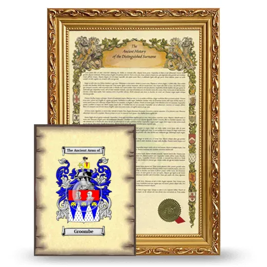 Groombe Framed History and Coat of Arms Print - Gold