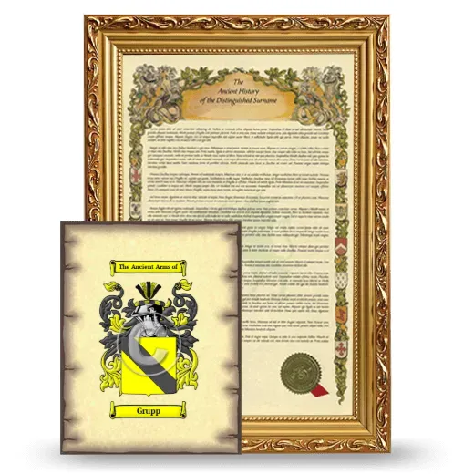 Grupp Framed History and Coat of Arms Print - Gold