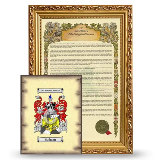 Gudman Framed History and Coat of Arms Print - Gold