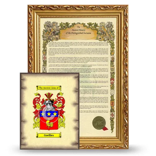 Guellies Framed History and Coat of Arms Print - Gold