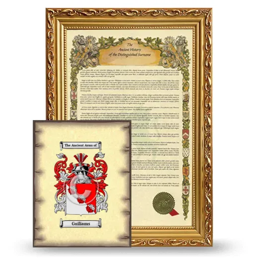 Guiliams Framed History and Coat of Arms Print - Gold